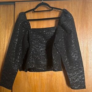H&M Long sleeve Black Floral Blouse